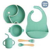 Set de Vajilla  Silicona Alimentación Silueta Elefante Verde AguaMarina
